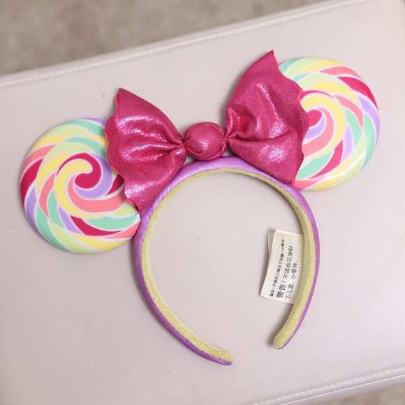 Minnie Ears Candy Lollipop Swirl Bow Girly Walt Disney World Ears - Picture 2 of 4